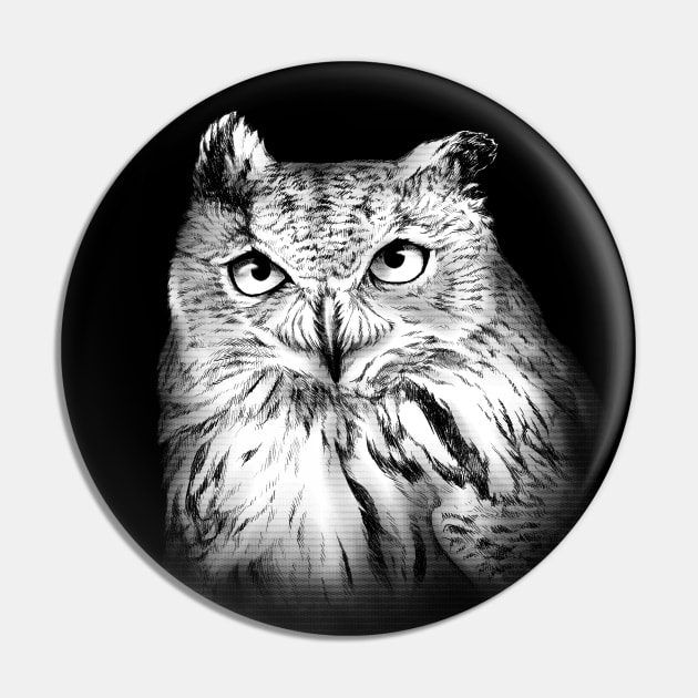 Eagle Owl Animal Portrait Pin by MMMSDesigns