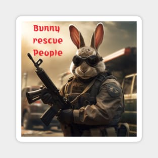 Bunny rescue people in military uniform Magnet