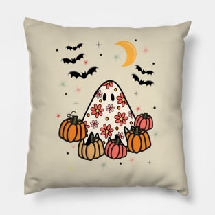 Flower ghost, cute ghost, spooky season, Halloween shirt, girly ghost Pillow