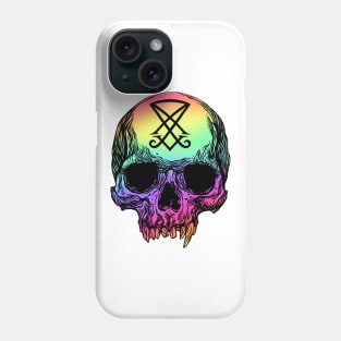 Human skull with Sigil of Lucifer Phone Case