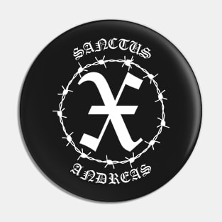 Saint Andrew Cross X Gothic Barbed Wire Pocket Pin