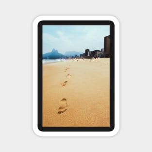 Footprints in Sand on Ipanema Beach in Rio de Janeiro Brazil Magnet