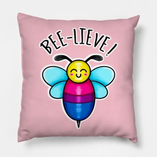 Kawaii LGBT Bee-lieve. Bisexual Pride Flag Pillow