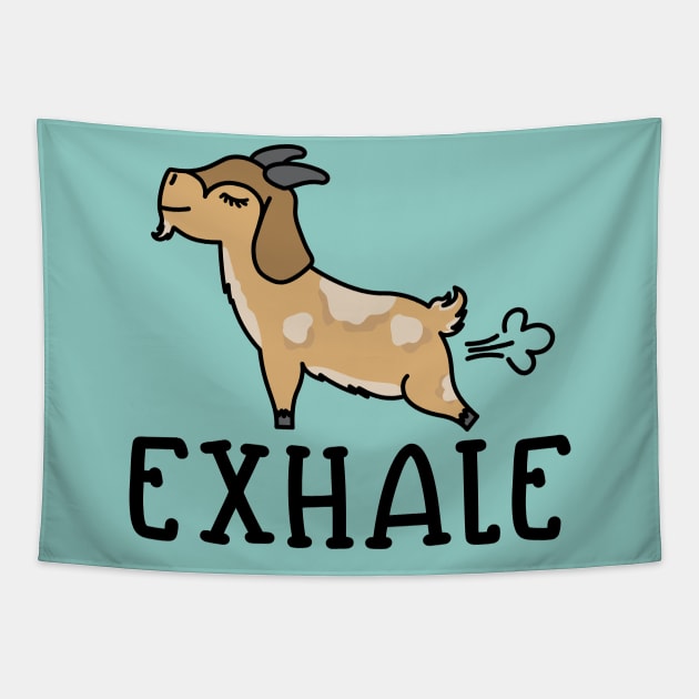 Exhale Gas Goat Yoga Fitness Funny Tapestry by GlimmerDesigns