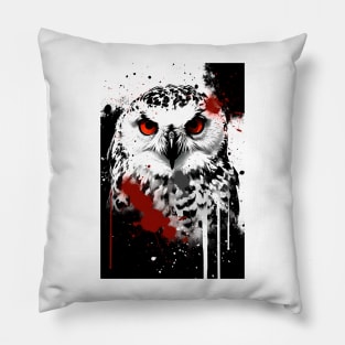 Snowy Owl Ink Painting Pillow