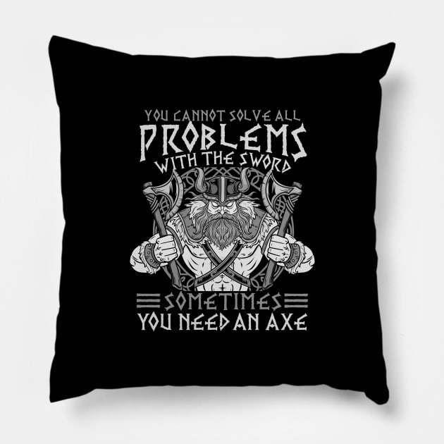 Viking Mythology Quote - Norse Valhalla Warrior Pillow by biNutz