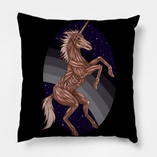 Zombie Unicorn with Black and Grey Rainbow at Night Pillow