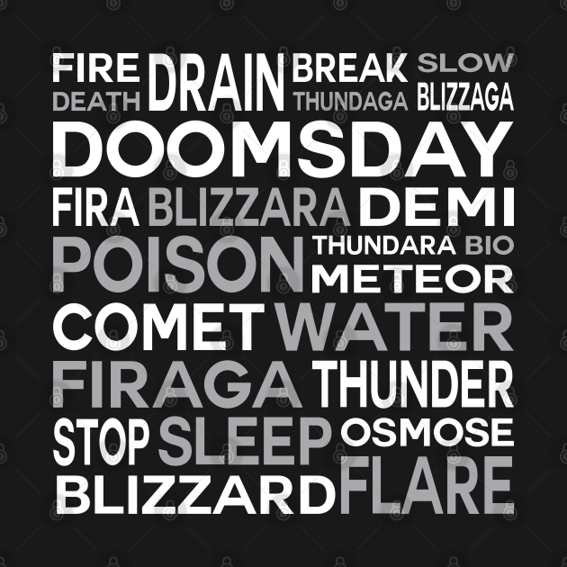 Black Magic Spells Word Cloud Final Fantasy IX Version by inotyler