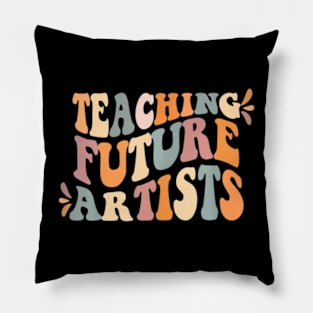 Groovy Teaching Future Artists Retro Teacher Students Pillow