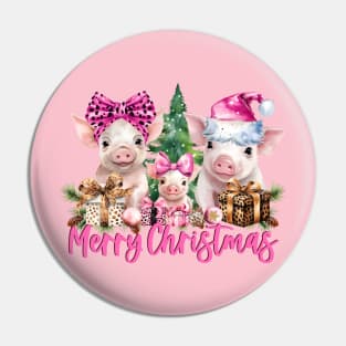 Christmas pigs leopard presents Merry Christmas Pin