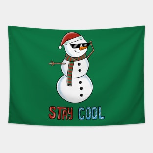 Christmas snowman cool Tapestry