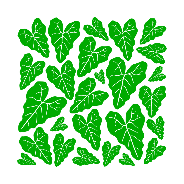 Green veiny heart shaped plant leaves pattern by Baobabprintstore