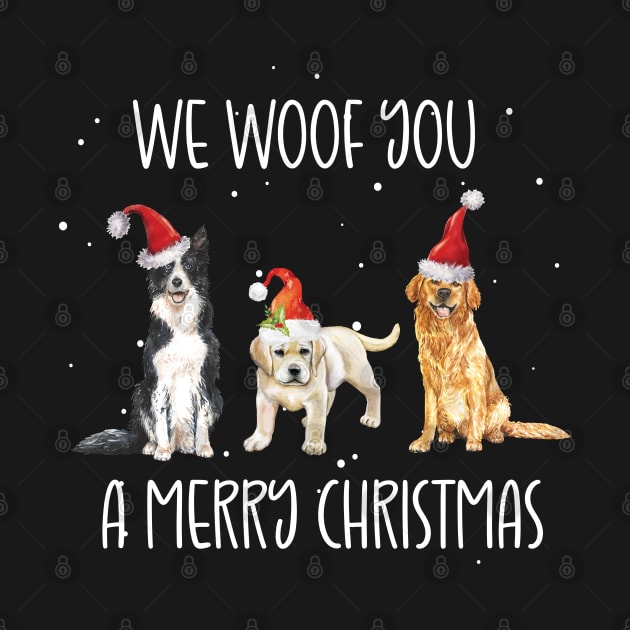 We Woof You a Merry Christmas / Snow Christmas Dog Lover Santa Hat by WassilArt