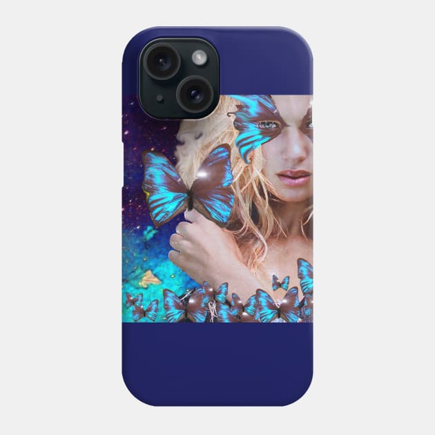 LADY OF THE BLUE BUTTERFLIES Phone Case by BulganLumini