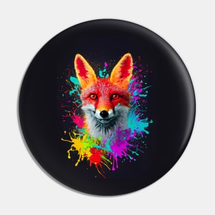 Splatter Paint Fox Pin