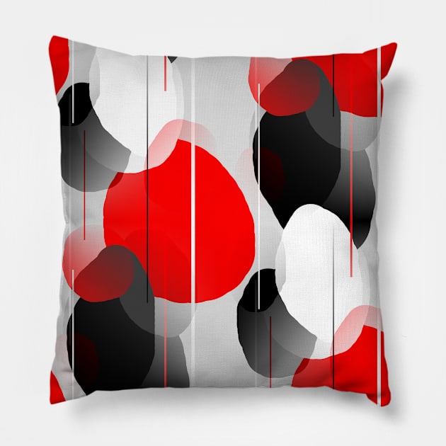 Modern Anxiety Abstract - Red, Black, Gray Pillow by MellowCat