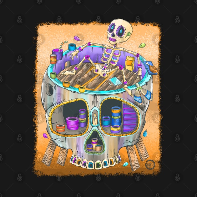 Skeleton Relaxing Day Off - Día De Los Muertos - Vacation Mode - Cute Skeleton by Scriptnbones