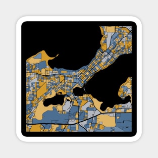 Madison Map Pattern in Blue & Gold Magnet