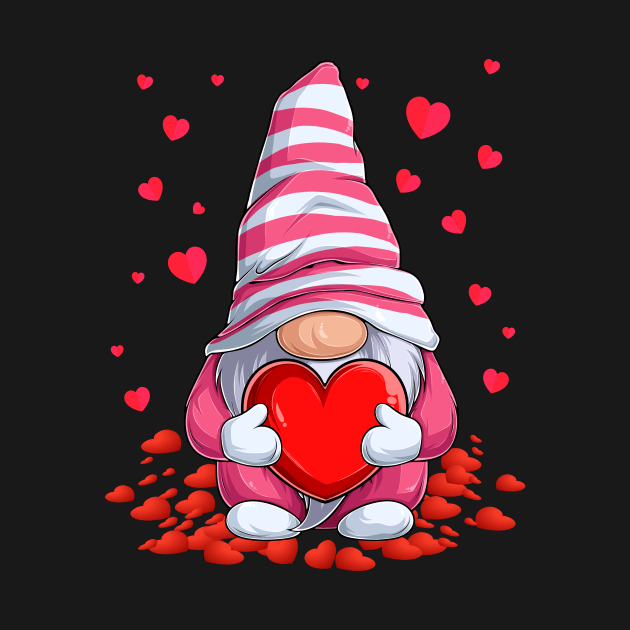 Cute Gnome Holding Hearts Men Women Couples Valentines's Day by Jhon Towel