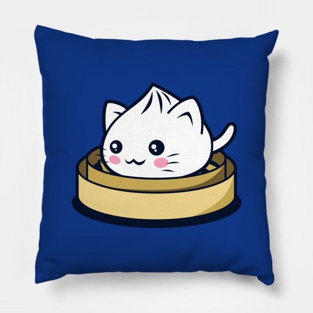 Cat Dumpling Cute Original Kawaii Funny Cat Gift For Foodies Pillow by BoggsNicolas