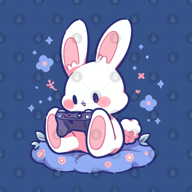 A tiny rabbit playing video games by etherElric