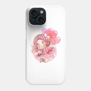 Chibi Nezuko Demon Slayer in Valentine's Day Phone Case