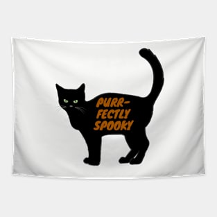 Purr-Fectly Spooky Black Cat, Halloween design Tapestry