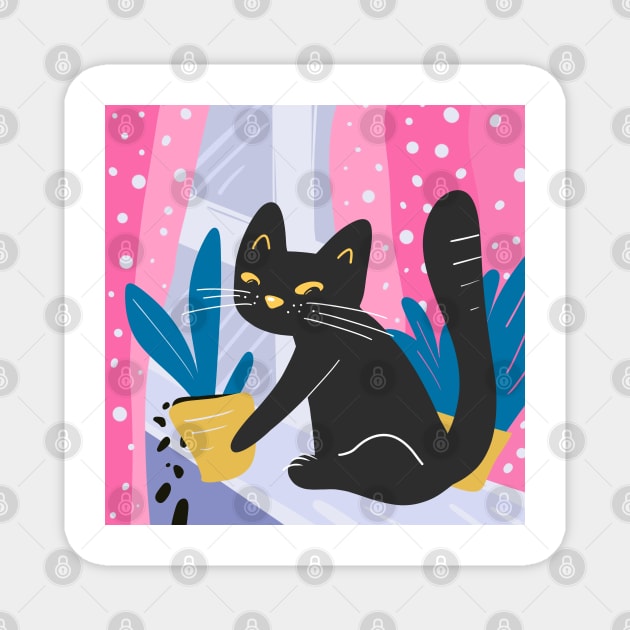 Cat at the window Magnet by artful_meows