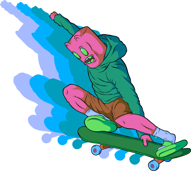 Skater Frank Kids T-Shirt by DoeStar