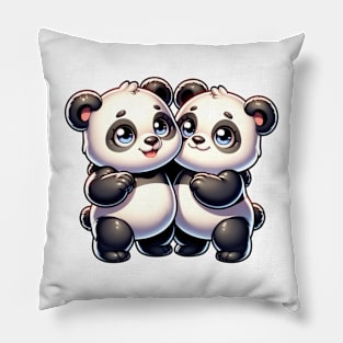 Pandas hugging. Pillow