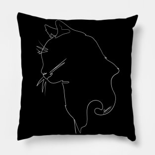 Cat Silhouette White Lineart Pillow