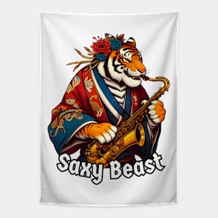 Tiger saxophone player Tapestry