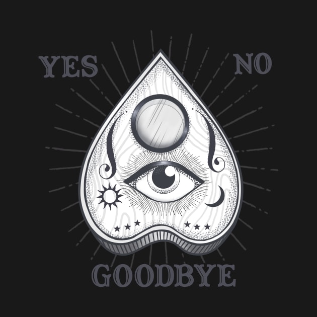 Yes No Goodbye Magic Ouija Vintage Planchette Design by LittleBunnySunshine