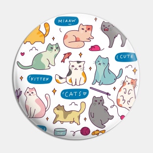 Funny Cute Cat Sticker Pack for cat lover Pin