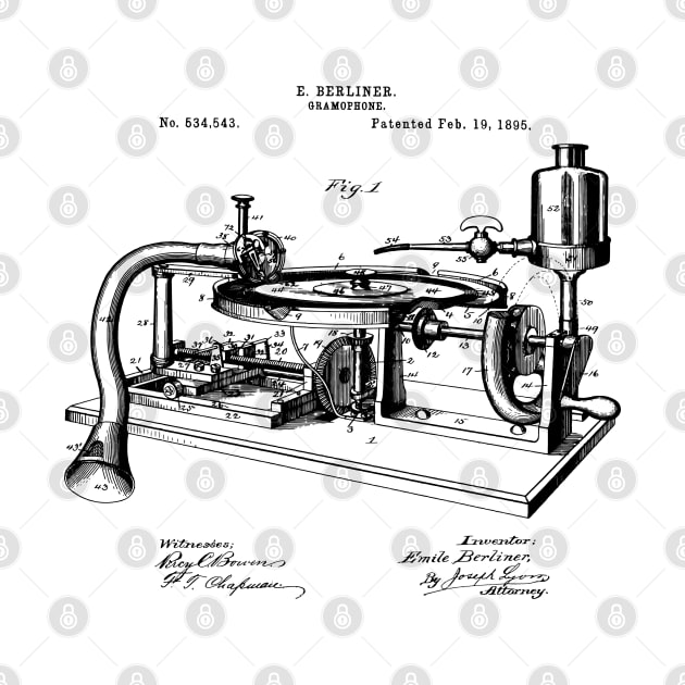 Vintage Patent Print 1902 Gramophone by MadebyDesign