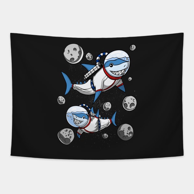 Shark Space Astronaut Tapestry by underheaven