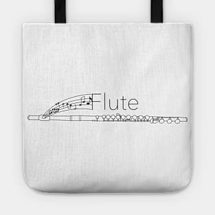 Black Flute Musical Notes Tote