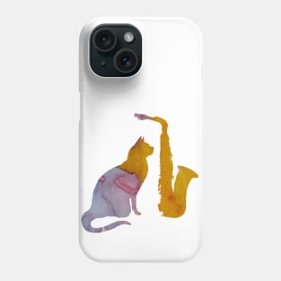 Cat And Saxophone Art Phone Case