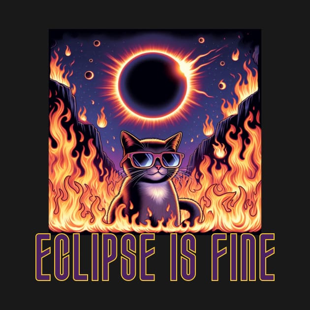 Eclipse is Fine - Funny Meme Cat - Solar Event, Solar Eclipse April 8 2024, Totality by sarcasmandadulting