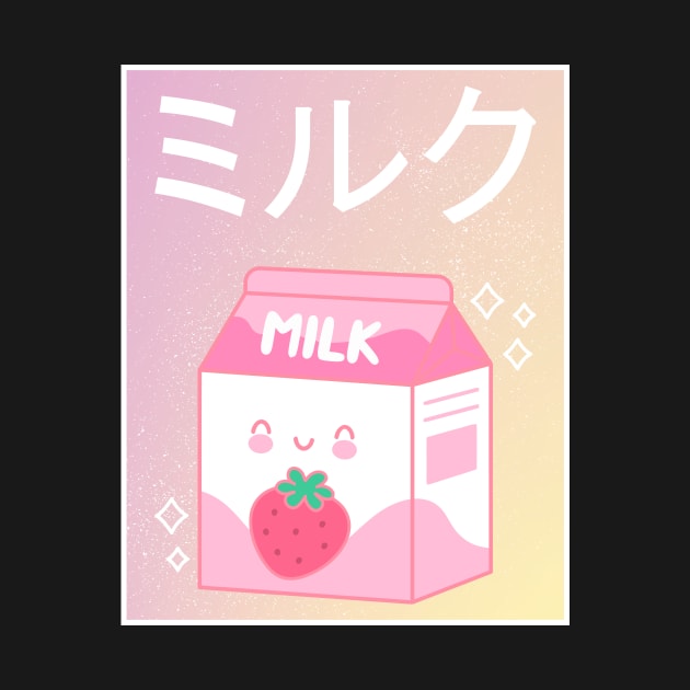 Japanese Aesthetics Kawaii Strawberry Milk Shake by Luluca Shirts