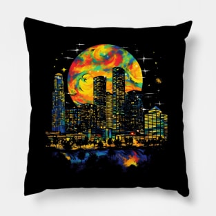 San Jose California Psychedelic Trip A 3D Cityscape Pillow