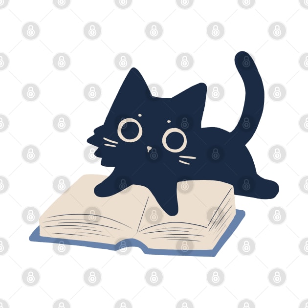 cat on pile of books by indiebookster