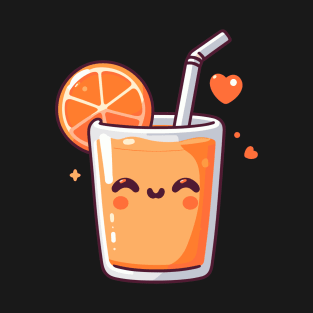 Cute Orange Juice in Kawaii Style with a Heart | Kawaii Food Art for Kawaii Lovers T-Shirt