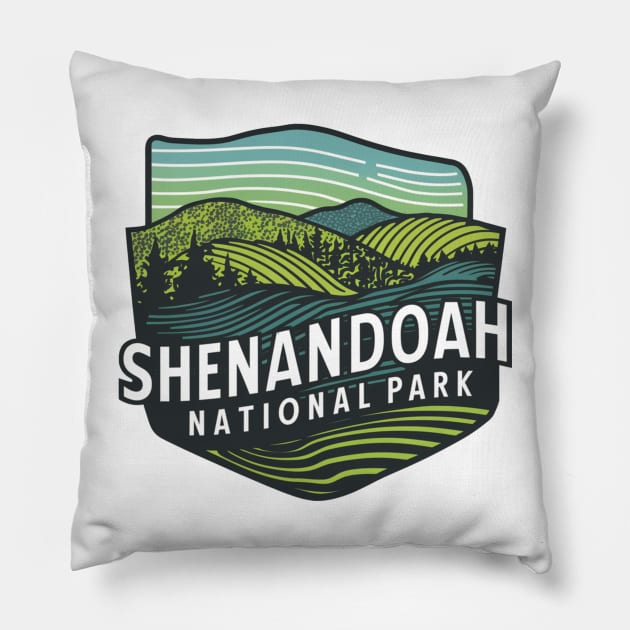 Shenandoah National Park Emblem Pillow by Perspektiva