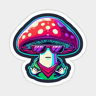 Cool Retro Mushroom Magnet