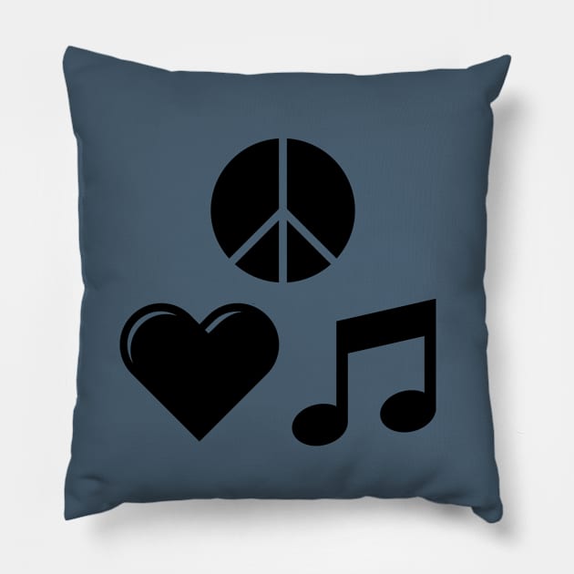 Peace, Love, & Music Pillow by TerryNotez