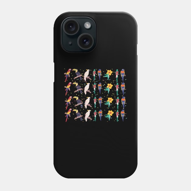 hand drawn exotic bird collection Phone Case by JoeDigital