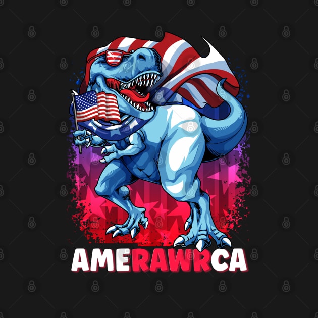 Fourth Of July 4th T-Rex Dinosaur AmeRAWRca by BDAZ