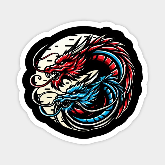 Twin Dragon Magnet by Rizal Scribble