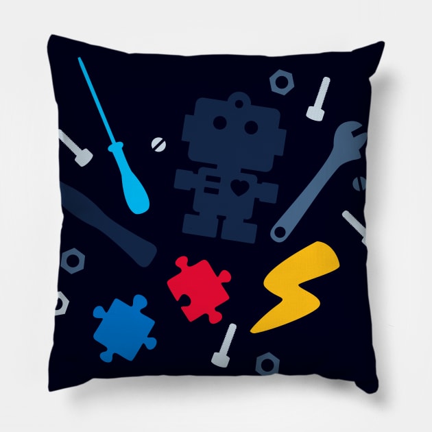 Young Engineer - blue jeans Pillow by XOOXOO